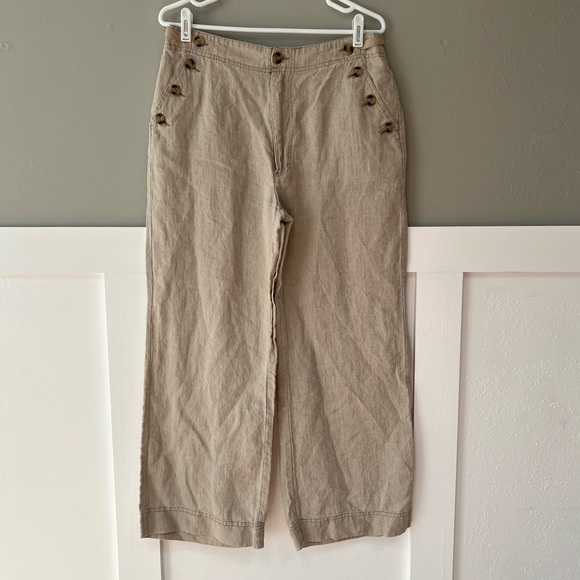 Sundance Oaklee Easy High Waist Linen Pants in Flax - Picture 6 of 10